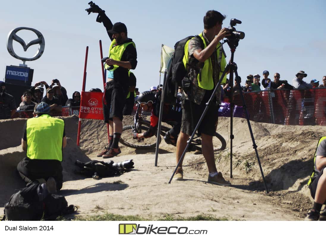 one of the more sought after spots to get the shot. Photographers surround Brian Lopes as he corners on a race run.