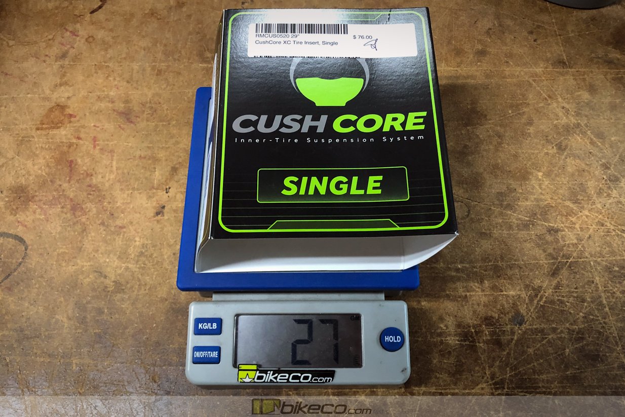 CushCore Packaging Weight 27g on scale