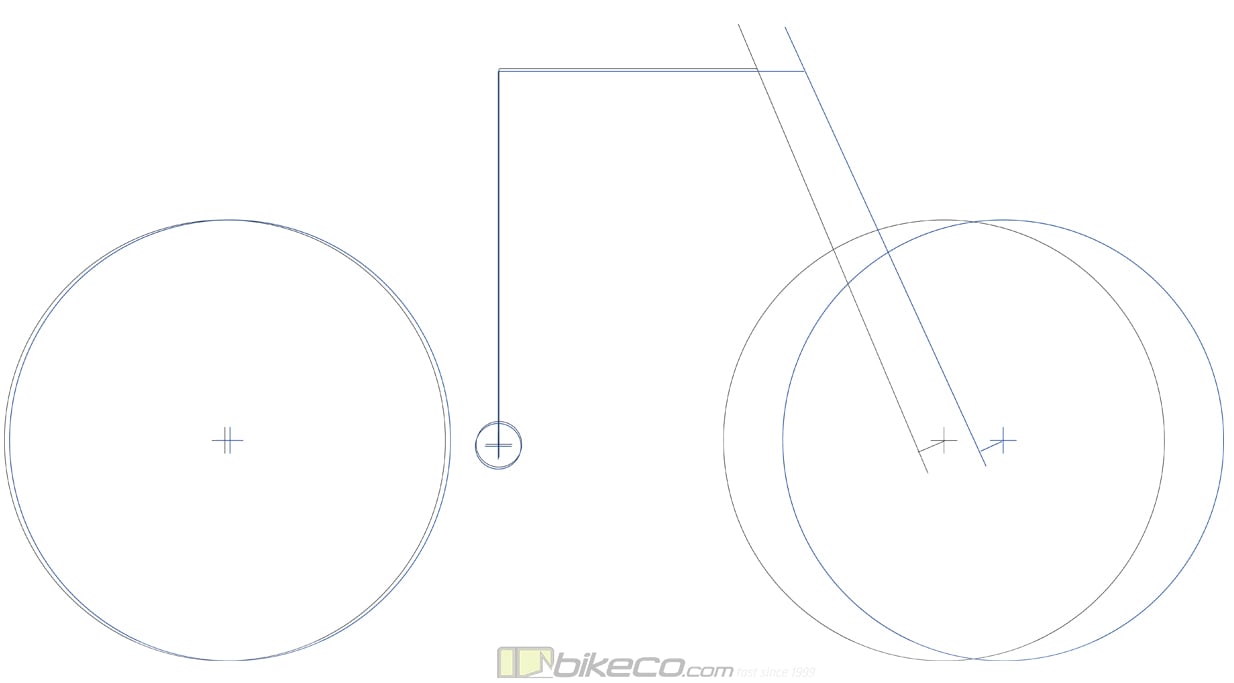 Ibis Mojo 4 Geometry Comparison to previous frame geometry. Wheelbase and reach are longer. Headtube angle is slacker.